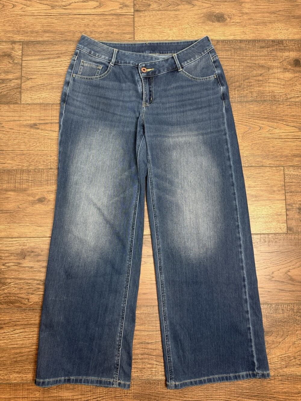 Halara Flex Asymmetric Low Rise Wide Leg Jeans Women's Large Baggy Blue